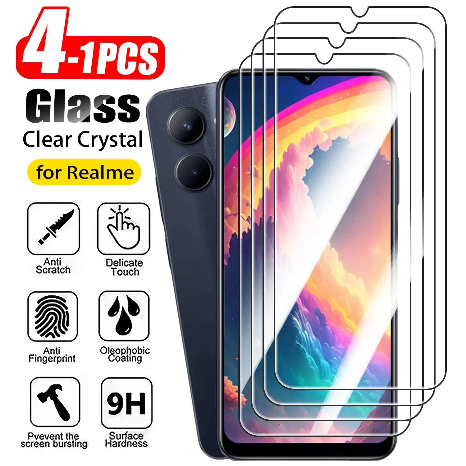 Realme C67 - 1-4Pcs Tempered For Realme C75 C55