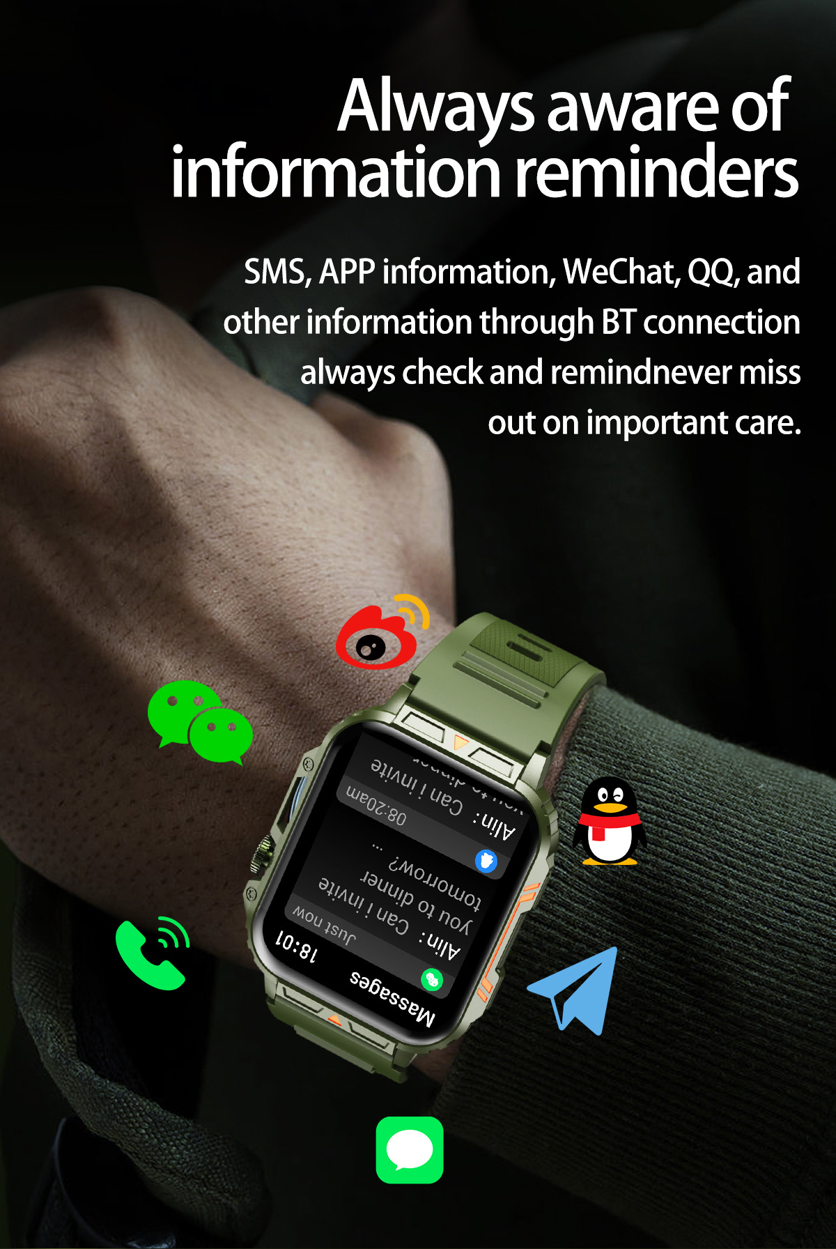 1.91 Outdoor Military Smart Wa - Smartwatch Faces ulasan dan harga