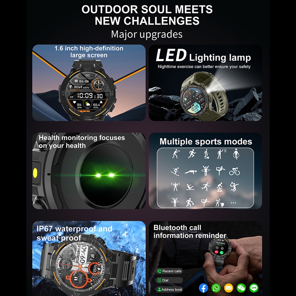 Outdoor Military Rugged Smartw - Smartwatch Faces ulasan dan harga